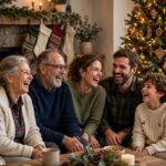 Festive Christmas tree with decorations and lights — christmas quotes
